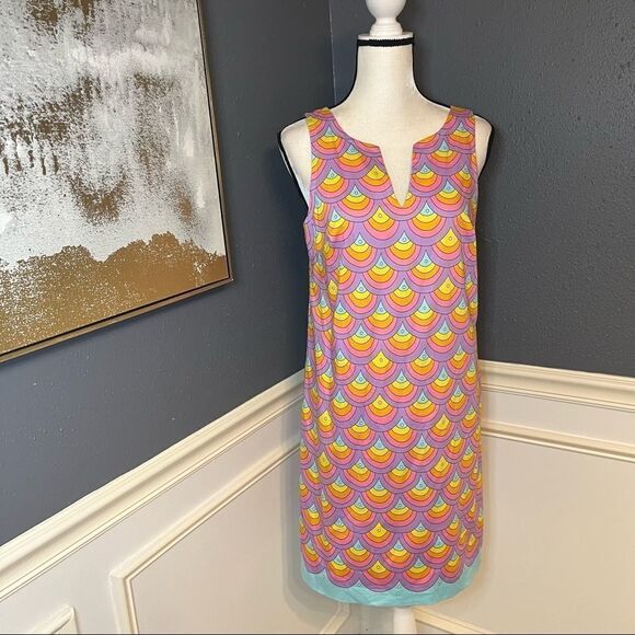 Trina Turk Geometric Fan Print Tank Shift Dress - Picture 1 of 8